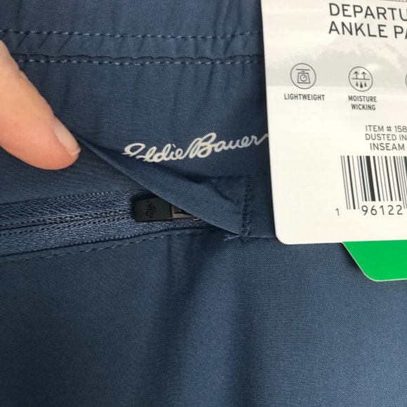 EDDIE BAUER Departure Ankle Pant Blue Pull On Pockets Size XL 38x 28 Women - Picture 11 of 12